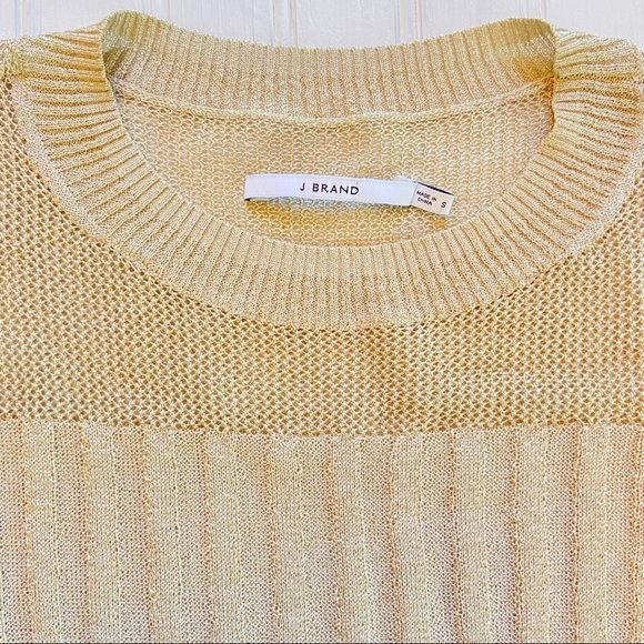 J Brand Metallic Gold Andrea Ribbed Top - Picture 2 of 8
